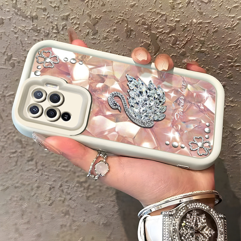 เคสสำหรับ OPPO A94 F19 Pro Reno 5F Reno 5 Lite เคสป้องกันหรูหรากันกระแทกเคสซิลิโคนซิลิโคนโทรศัพท์หงส์