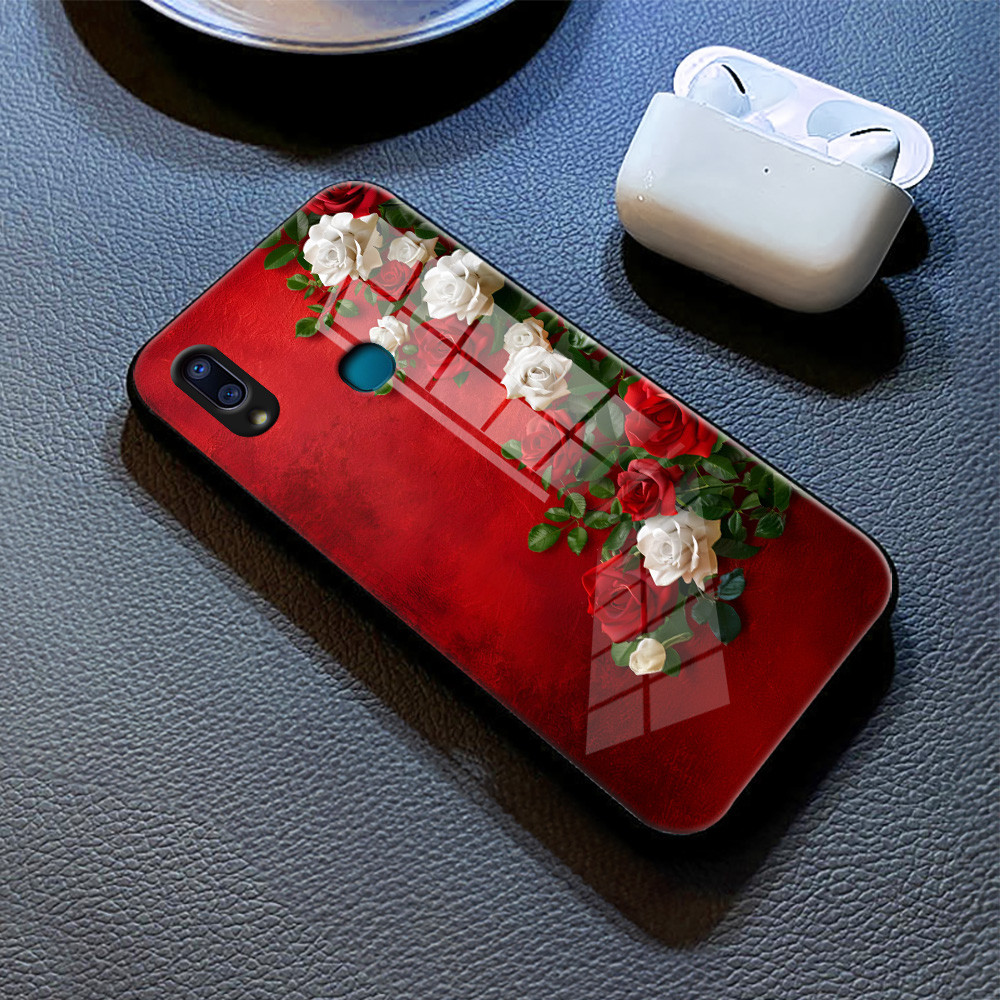 กุหลาบขาว เคส กระจก vivo v9 v23/e v21/e v20 pro v19 v15 v11i s1 pro Y20/S/A/T/i Y19 Y17 Y12/S Y15 Y11 Y15S/A h3f2060