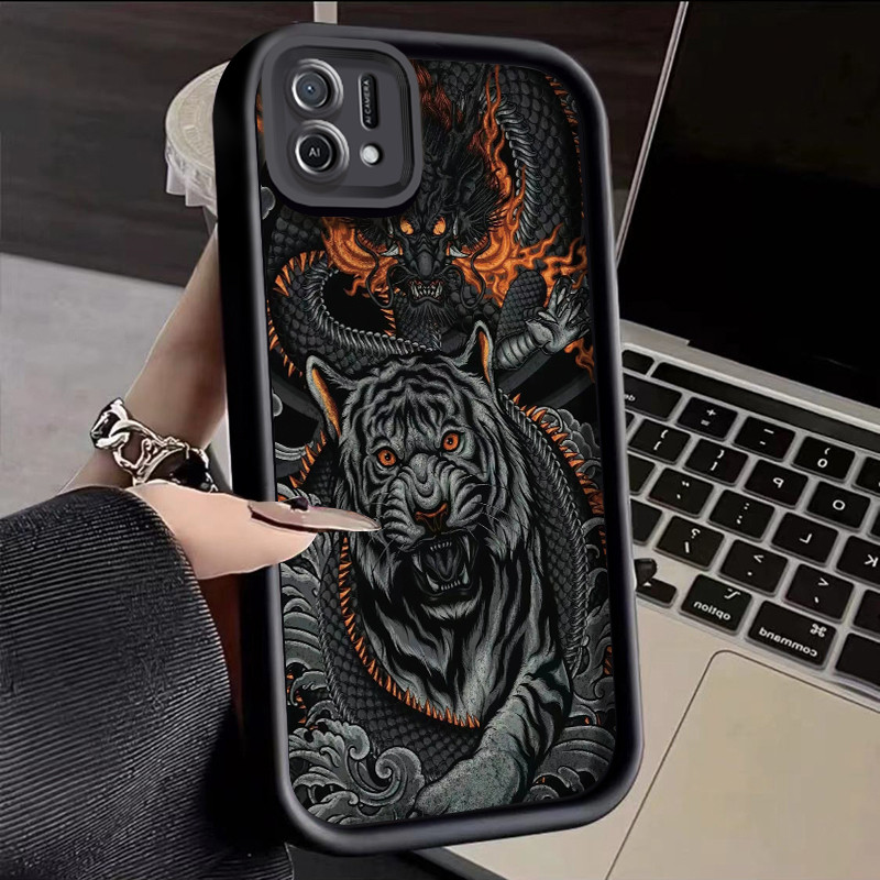 เคสสำหรับ OPPO A16K OPPO A16E เคสโทรศัพท์ซิลิโคนฝาครอบป้องกันลายมังกรและเสือ