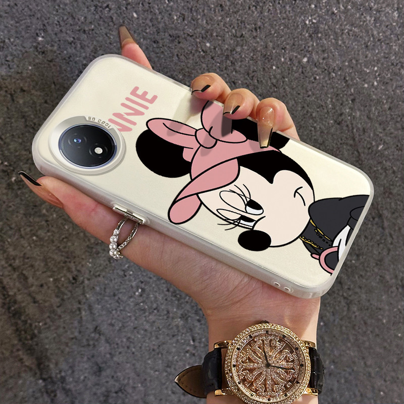 เคสสำหรับ VIVO Y02 Y02A Y02T Y11 2023 Y02s เคสป้องกันการกระแทกฝ้าโปร่งใสสำหรับเคสโทรศัพท์มินนี่เมาส์