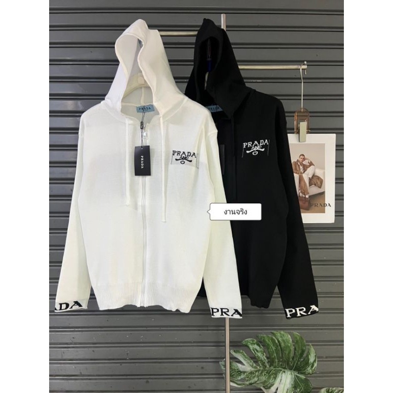GN พร้อมส่ง เสื้อไหมพรมแขนยาวมีฮู้ดมอลายแบรนด์ผ้าเนื้อดีเกรดคุณภาพงานป้าย