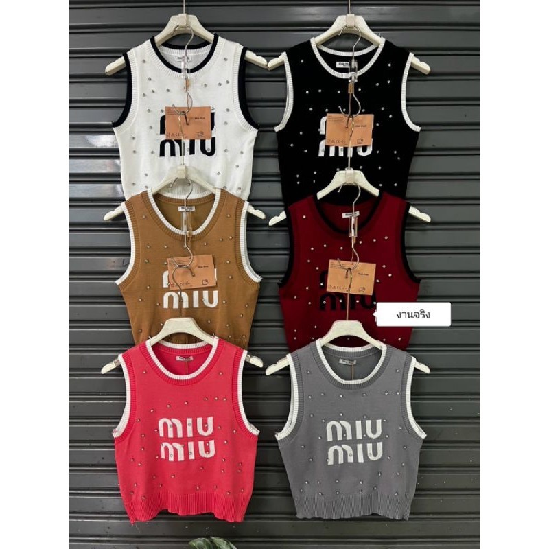 GN พร้อมส่ง เสื้อไหมพรมงานปักโลโก้แบรนด์ตบแต่งอะไหล่เพชรใหม่ล่าสุดผ้าเนื้อดีใส่สวยงานป้าย