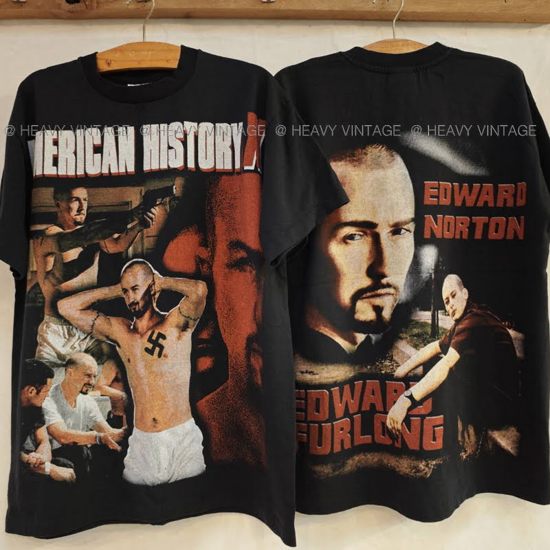 AMERICAN HISTORY X  Edward Norton Legendary Movie สกรีนใหญ่ tag USA เสื้อวินเทจ เสื้อหนัง heavy vint