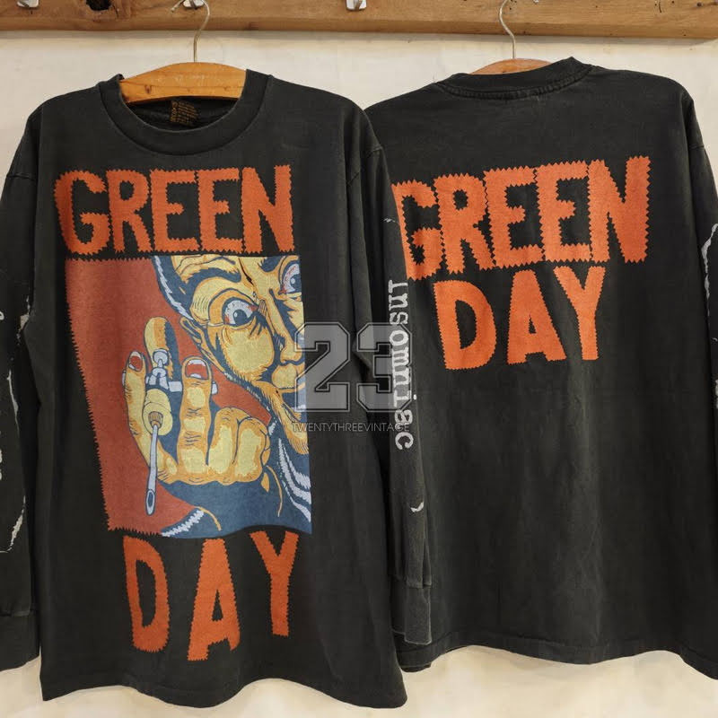 [ 23 ] GREENDAY INSOMNIAC Long Sleeve Bio Washed เสื้อทัวร์ เสื้อวินเทจ วงร๊อค vintage shirt