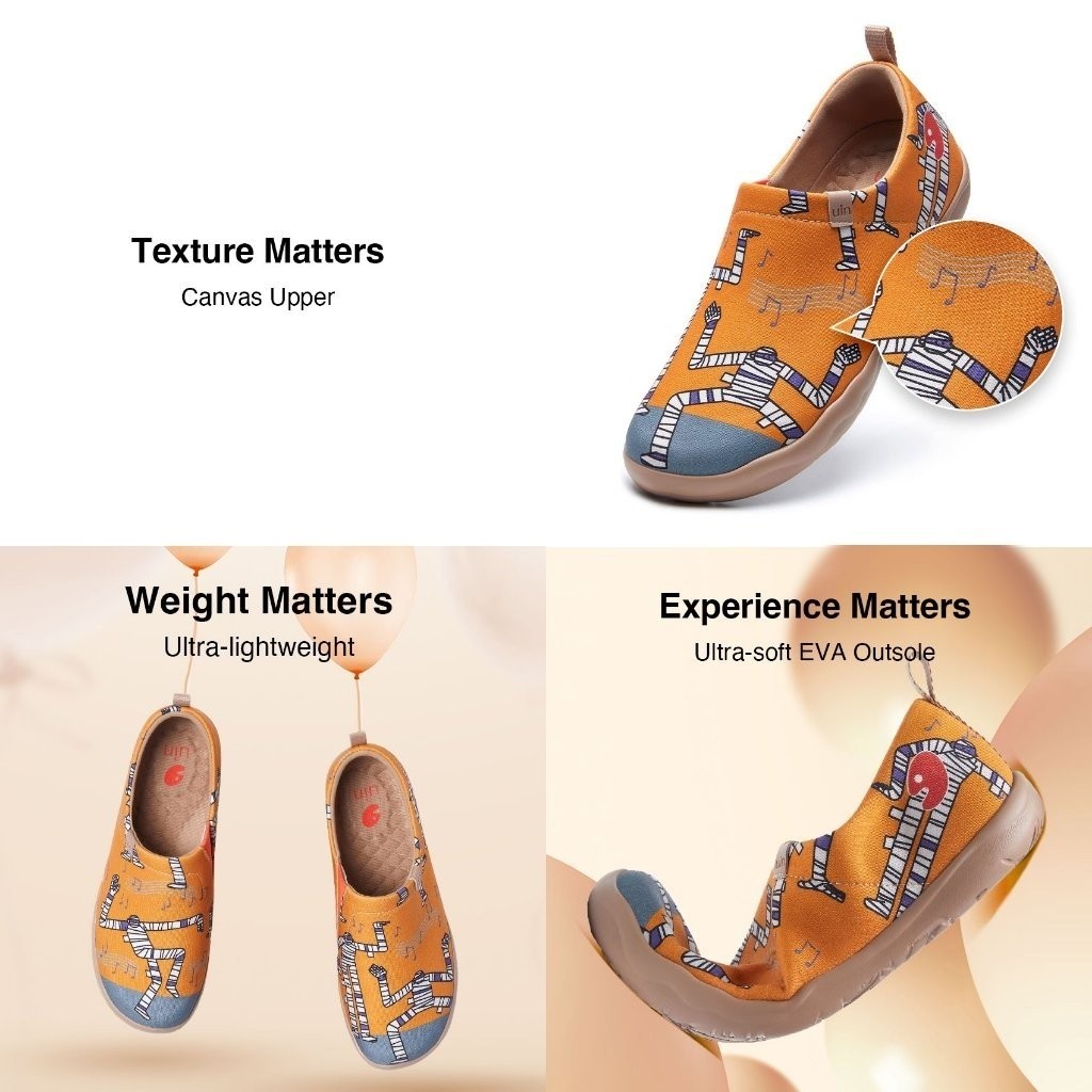UIN ผู ้ หญิงแฟชั ่ นอียิปต ์ Journey รองเท ้ าผ ้ าใบทาสีผ ้ าใบ Slip-On รองเท ้ าเดินทางสุภาพสตรี