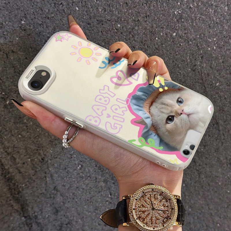 เคสสำหรับ iPhone 6 Plus 6s Plus 7 Plus 8 Plus SE 2020 X Xr Xs Max เคสโทรศัพท์โปร่งใสกันตกซิลิโคนดีไซน์สำหรับแมวและสุนัข