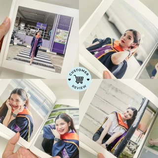 Photobook: โฟโต้บุ๊คทำง่าย ปกแข็ง 8x8 ทำเองบนแอป - ปกติ (20 หน้า) หรือ กางได้ 180° (12 หน้า)