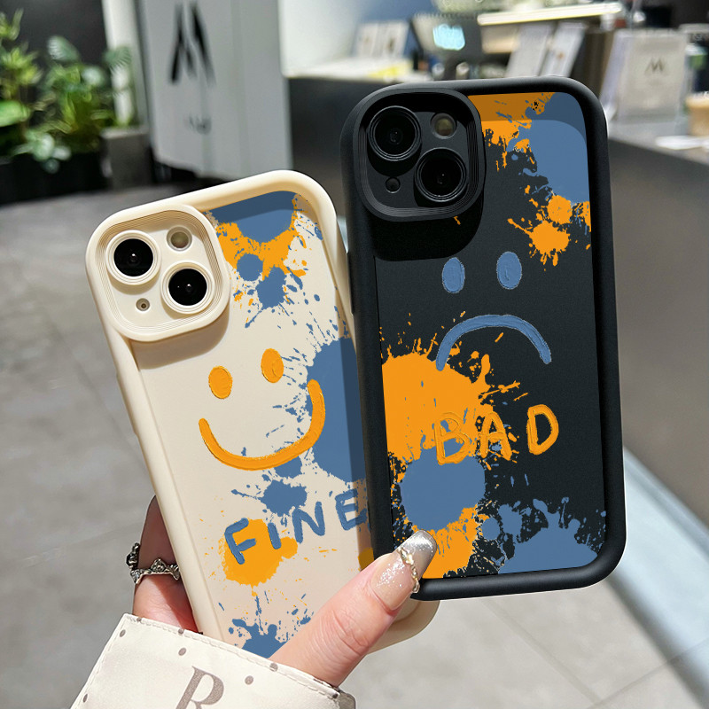 เคสสำหรับ iPhone 6 Plus 6s Plus 7 Plus 8 Plus SE 2020 เคสซิลิโคนกันตกลายกราฟฟิตีหน้ายิ้มเคสโทรศัพท์มือถือกรอบนิ่ม - รูปที่ 4