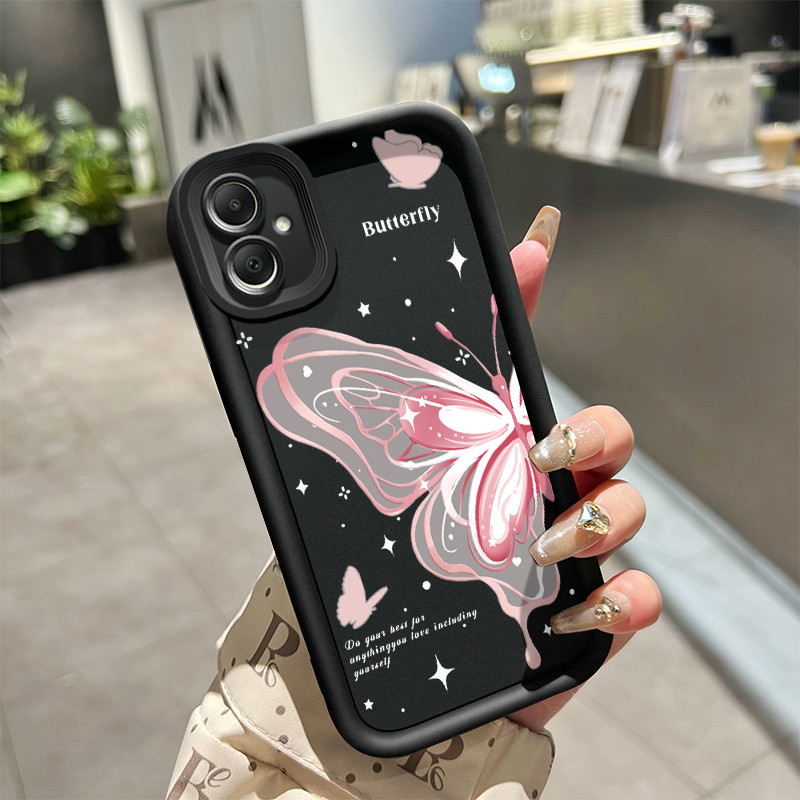 เคสสำหรับ Samsung Galaxy A05 A05s เคสป้องกันการกระแทกเคสซิลิโคนซิลิโคนโทรศัพท์ผีเสื้อที่สวยงาม