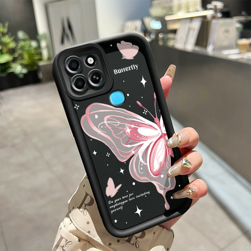 เคสสำหรับ Infinix Smart 6 เคสป้องกันการกระแทกเคสซิลิโคนซิลิโคนโทรศัพท์ผีเสื้อที่สวยงาม