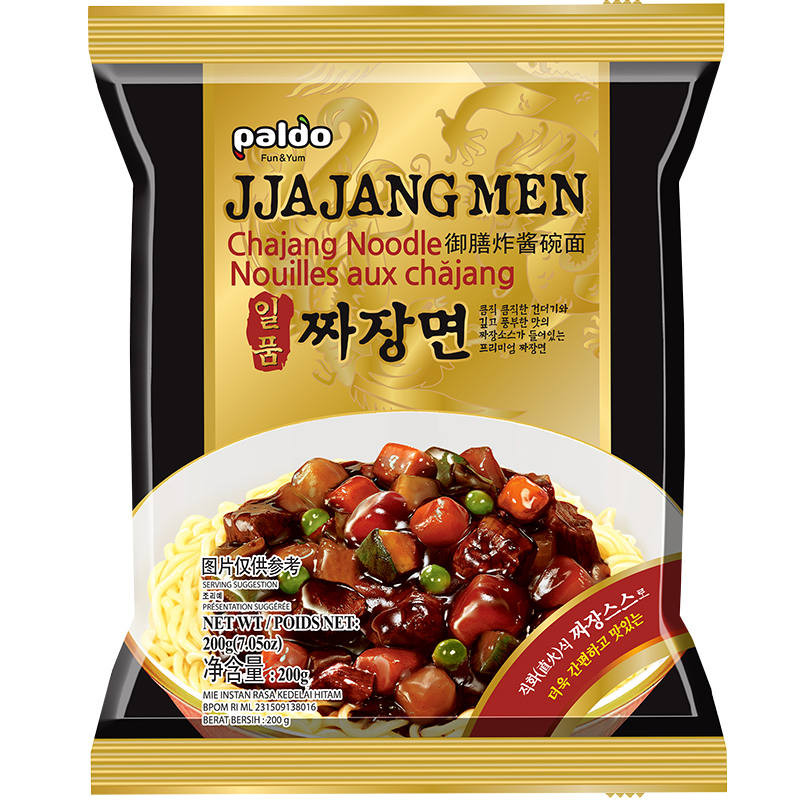 พาลโดราเมงกึ่งสำเร็จรูปสไตล์เกาหลีแบบแห้ง 200กรัม / Paldo Jjajangmen 200g.[0648436100590]