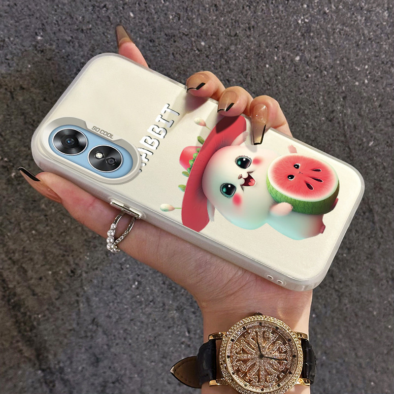 เคสสำหรับ OPPO A17 A17K A16 A16s A54s A16K A16E A15 A15s A35 เคสฝาครอบป้องกันกันตกบางเฉียบน่ารักเคสมือถือโปร่งแสง