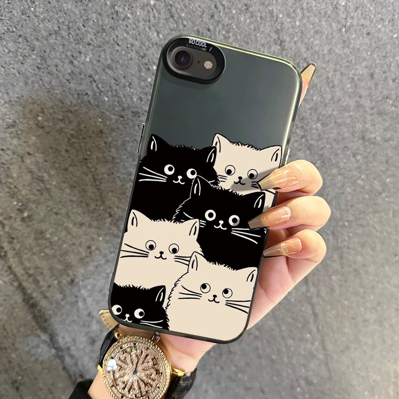เคสสำหรับ iPhone 6 Plus 6s Plus 7 Plus 8 Plus SE 2020 X Xr Xs Max เคสโทรศัพท์ผู้หญิงแมวน่ารัก