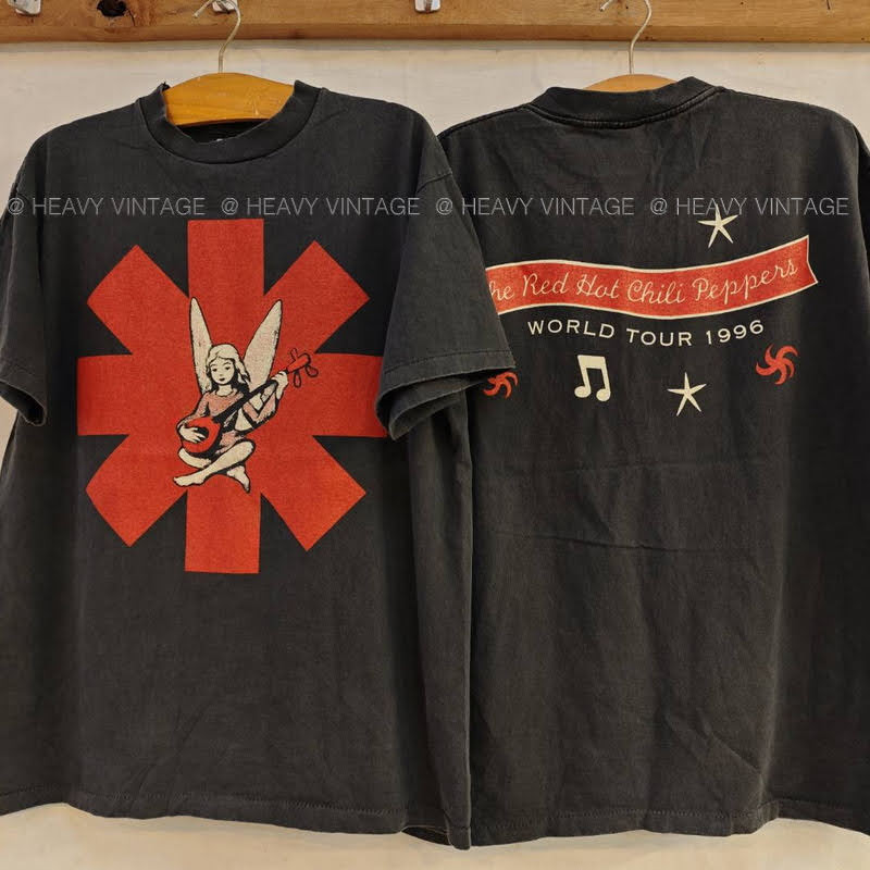 RED HOT CHILLI PEPPER world tour 1996 tag USA เสื้อทัวร์ วงร๊อค เสื้อวินเทจ heavy vintage shirt