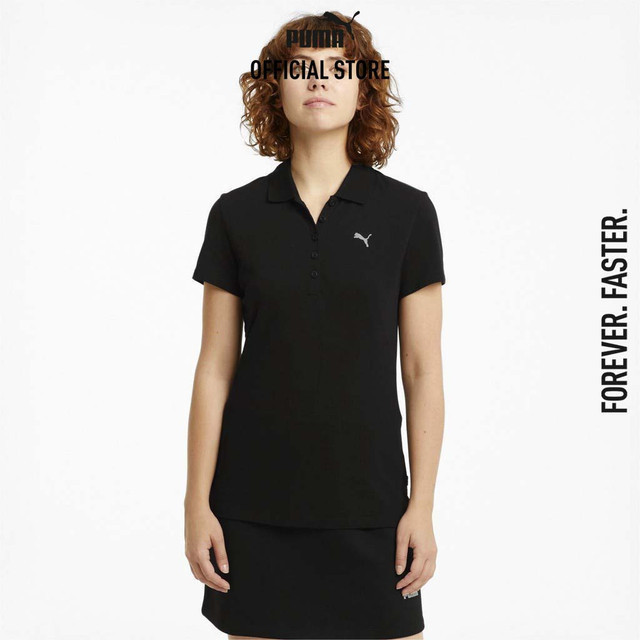 PUMA BASICS - เสื้อเชิ้ตโปโลผู้หญิง Essentials สีดำ - 58677951