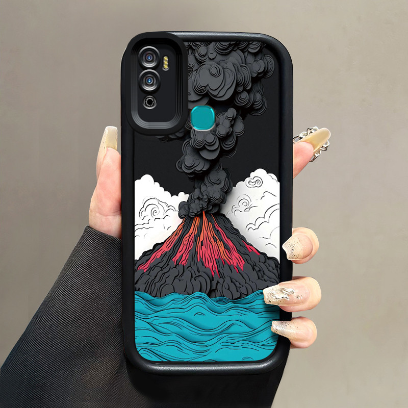 เคสสำหรับ Infinix Hot 11 Play Hot 10 Play Hot 9 Play เคสป้องกันการกระแทกซิลิโคนเคสโทรศัพท์มีลายภูเขาไฟแบบใหม่