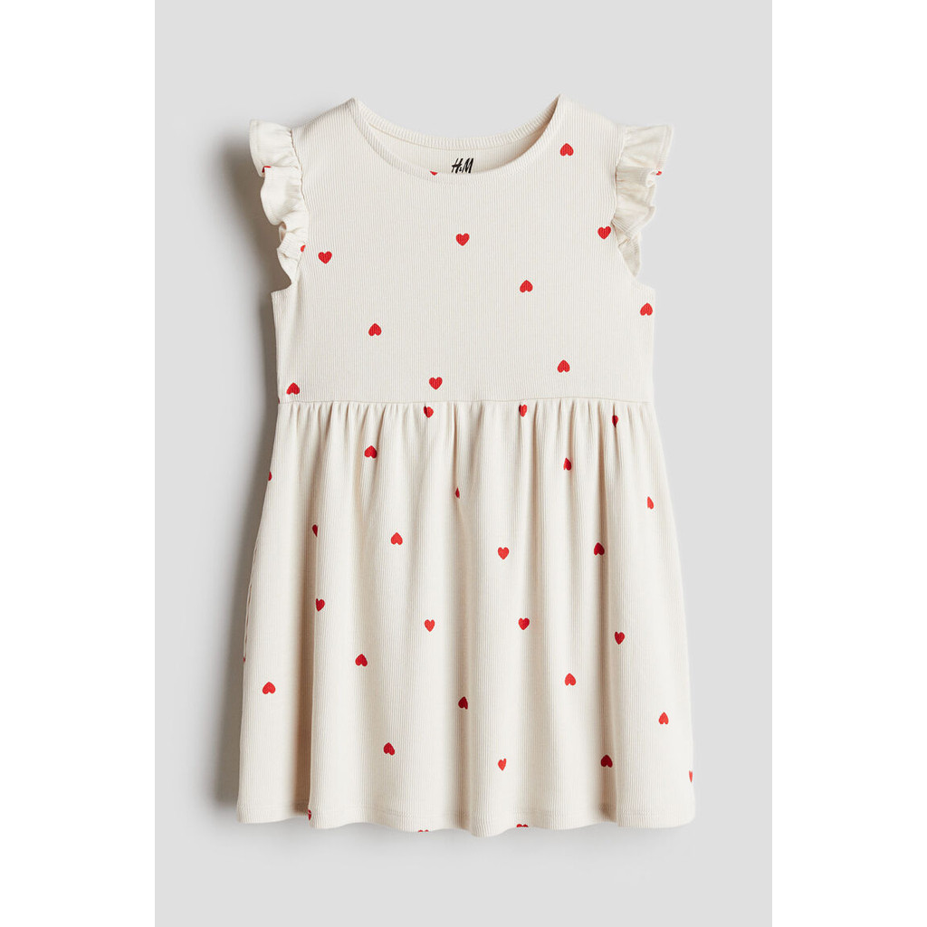 H&M Girls Ribbed flutter-sleeve dress 1248541_1