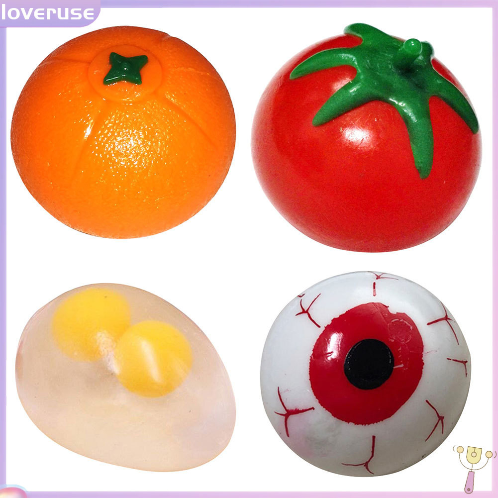 Rxwj_ ลูกบอลยางบีบ รูปดวงตามะเขือเทศ สีส้ม ของเล่นบรรเทาความเครียด