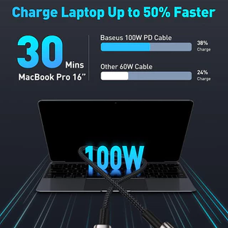 Baseus สายชาร์จเร็ว รุ่น Tungsten Gold Fast Charging Data Cable แบบ Type C to Type C 100W 1m/2m/3m
