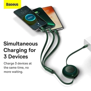 Baseus สายชาร์จ USB Type C 100W 3 IN 1 พับเก็บได้ สําหรับ Samsung Xiaomi i13 12