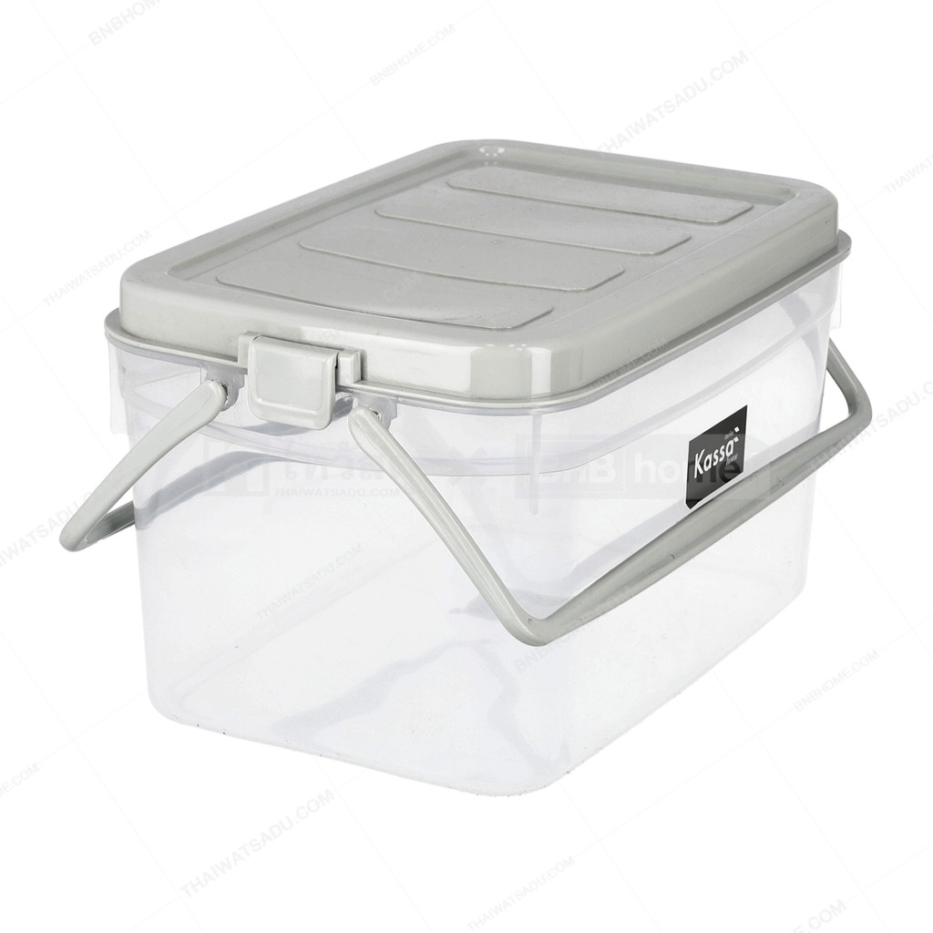 KASSA HOME กล่องปิกนิกพร้อมฝาล็อกและหูหิ้ว รุ่น JCJ-2512B ความจุ 19 ลิตร สีขาว - เทา