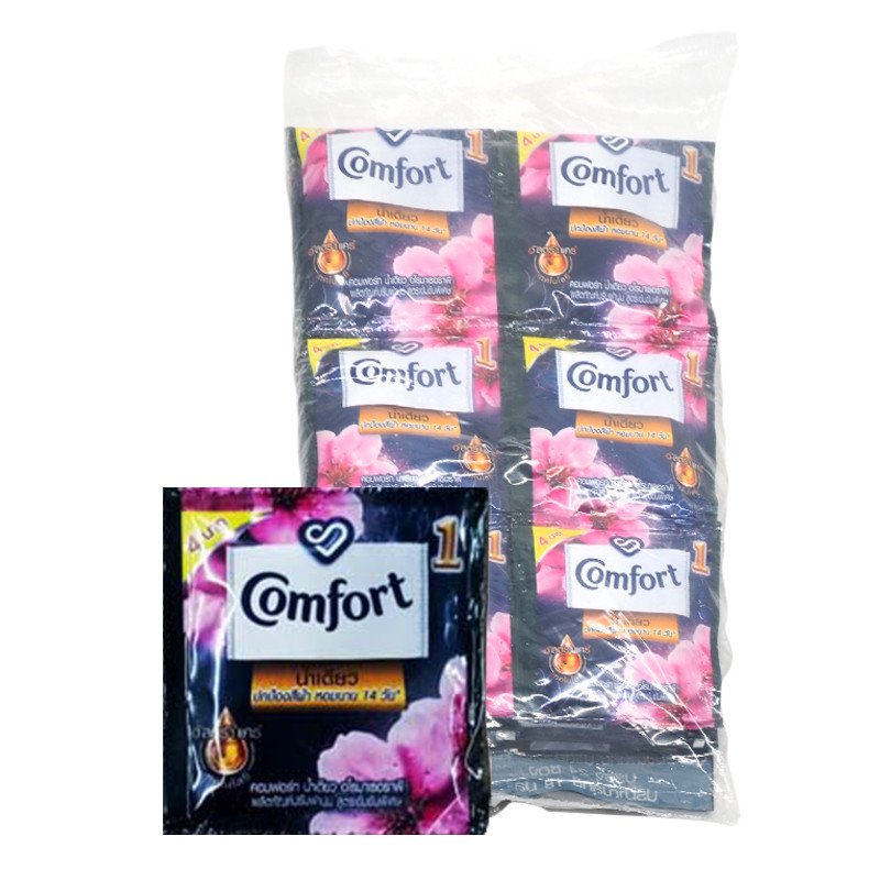 คอมฟอร์ท อโรมาเธอราพี เพียวริไฟอิ้ง น้ำยาปรับผ้านุ่ม สูตรเข้มข้น สีดำ 18 มล. x 24