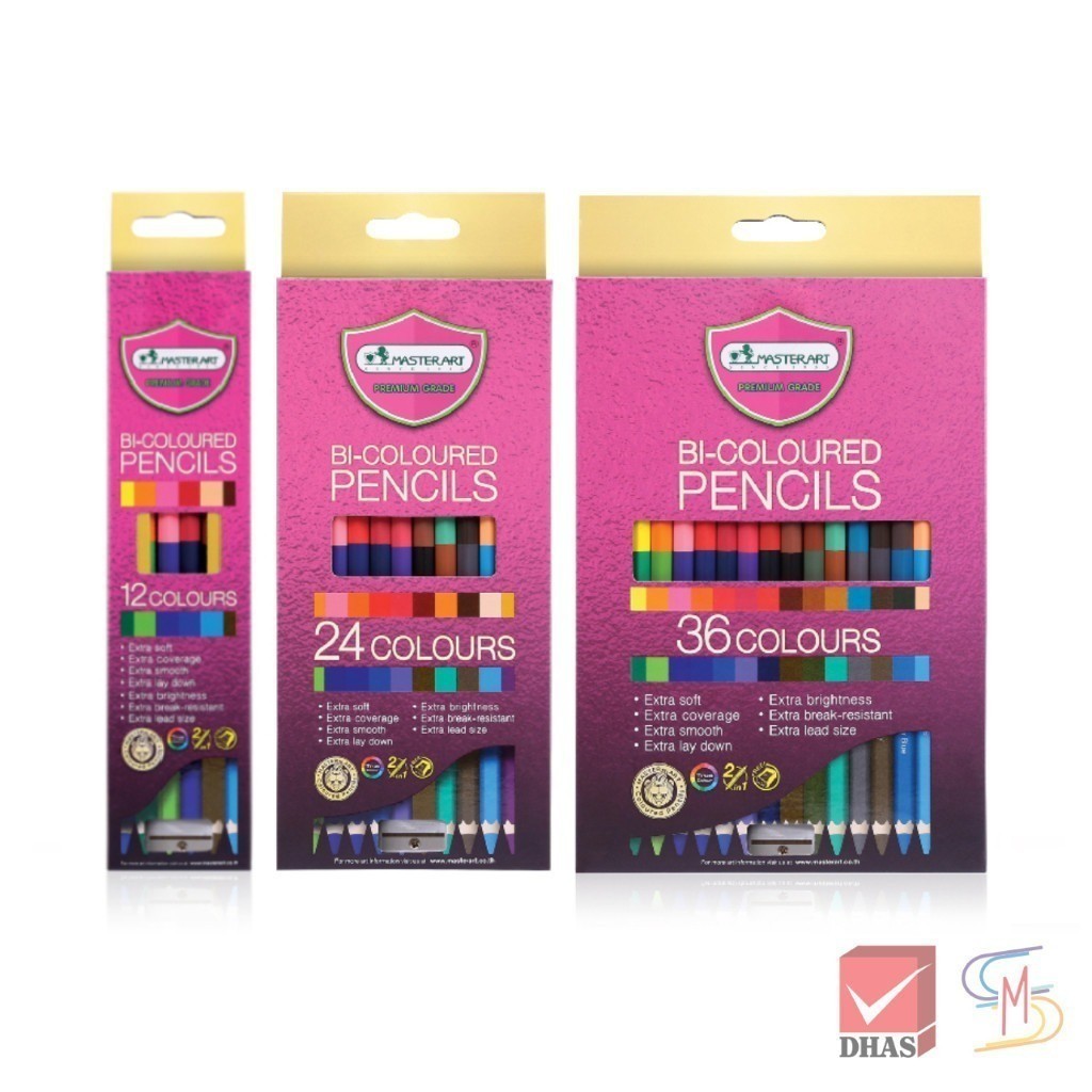 Master Art มาสเตอร์อาร์ต สีไม้ ดินสอสี ชนิด 2 หัว 12-36 สี