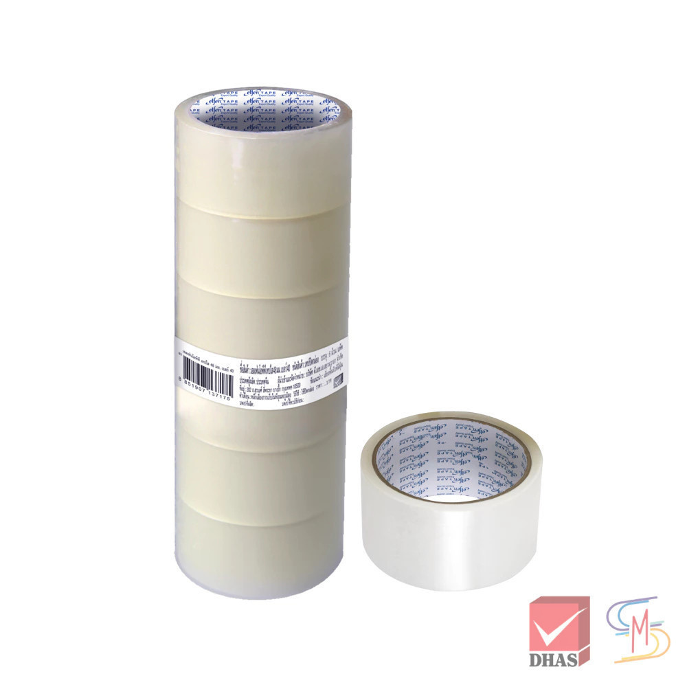 (แพ็ค 6) Elfen เทป เทปโอพีพี เทปปิดกล่อง สีใส 48 มม. 40 หลา จำนวน 6 ม้วน