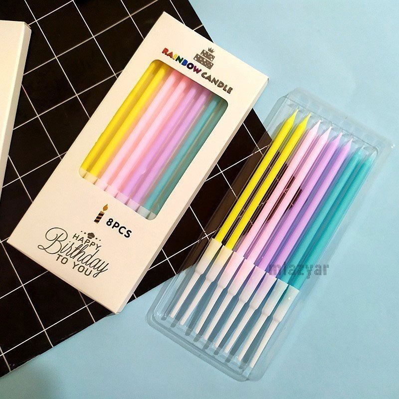 【miazyar.th】 เทียนวันเกิด ปาร์ตี้อบเค้ก สร้างสรรค์ เทียนแท่งยาวชุบทองหลากสี