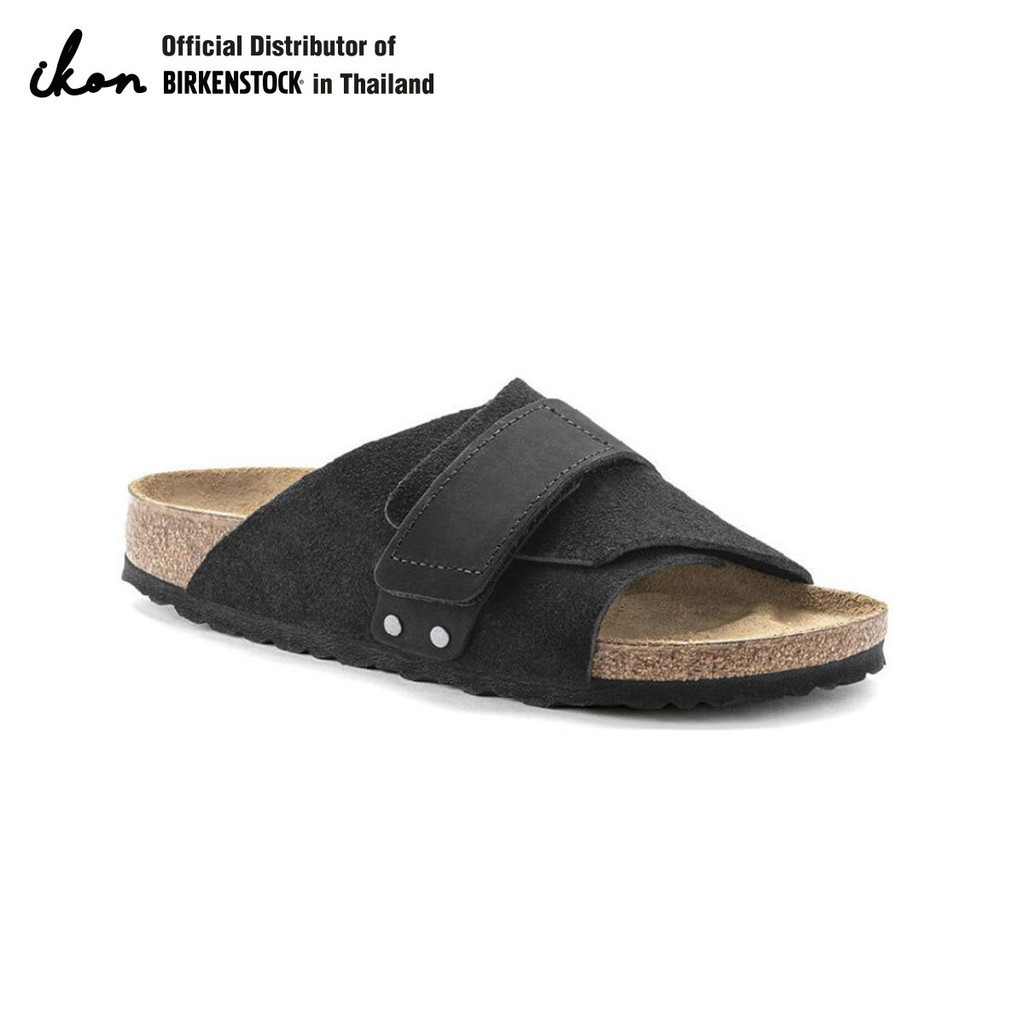 BIRKENSTOCK Kyoto VL Soft Suede & Nubuck Black รองเท้าแตะ Unisex สีดำ รุ่น 1022350 (regular)