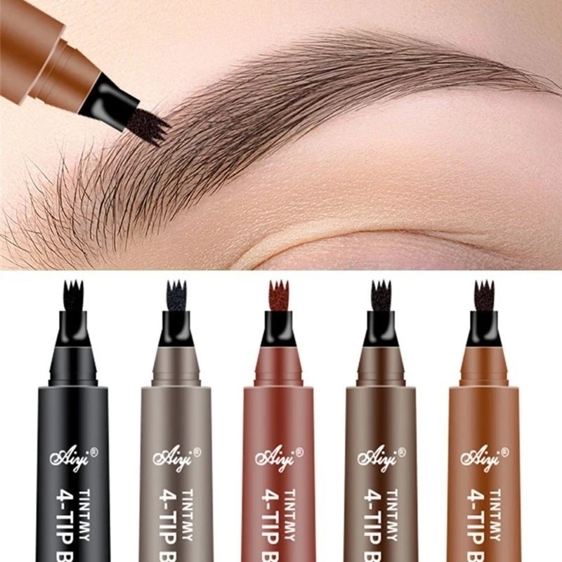 elegantedge ดินสอเขียนคิ้วสี่ง่ามติดทนนานกันเหงื่อกันน้ําแต่งหน้าฟรีสี่หัวดินสอเขียนคิ้วที่ใช้น้ํา