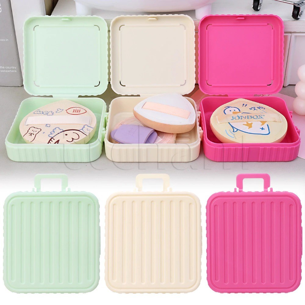 elegantedge แป้งพัฟกล่องเก็บระบายอากาศฝุ่นกล่องเก็บแบบพกพาขนาดใหญ่สแควร์กล่องเปล่า