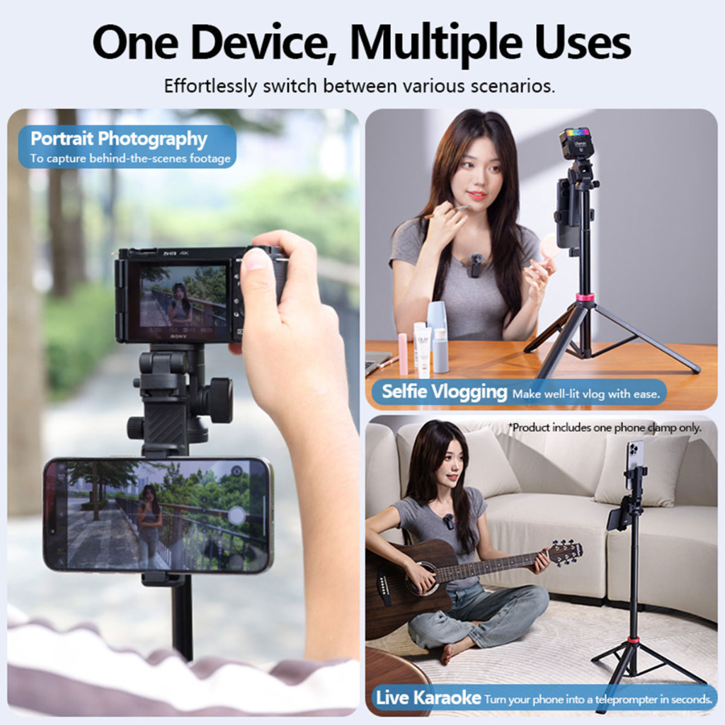 Ulanzi MT78 Monopod Selfie Stick Tripod ไม้เซลฟี่ ขาตั้งกล้อง Dual Cold Shoe รีโมท รับน้ำหนักได้5กก.