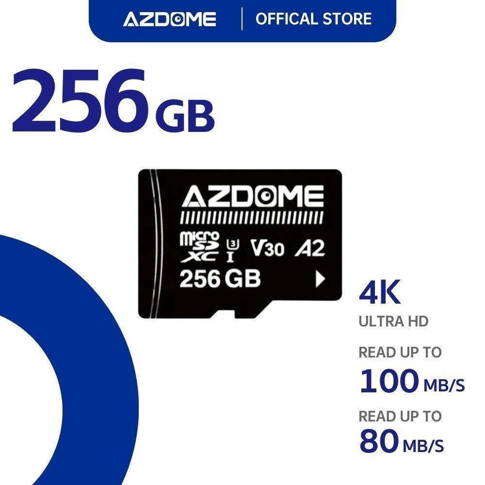 เมมโมรี่การ์ด AZDOME 256GB micro SDXC U3 V30 A2 Memory Card เมมโมรี่คุณภาพสูงสำหรับกล้องติดหน้ารถ รับประกัน 1 ปี