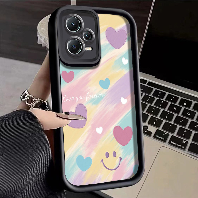 เคสสำหรับ Xiaomi Redmi Note 12 4G Redmi Note 12 5G Redmi Note 12 Pro 5G POCO X5 5G เคสโทรศัพท์รูปหัวใจที่มีสีสัน