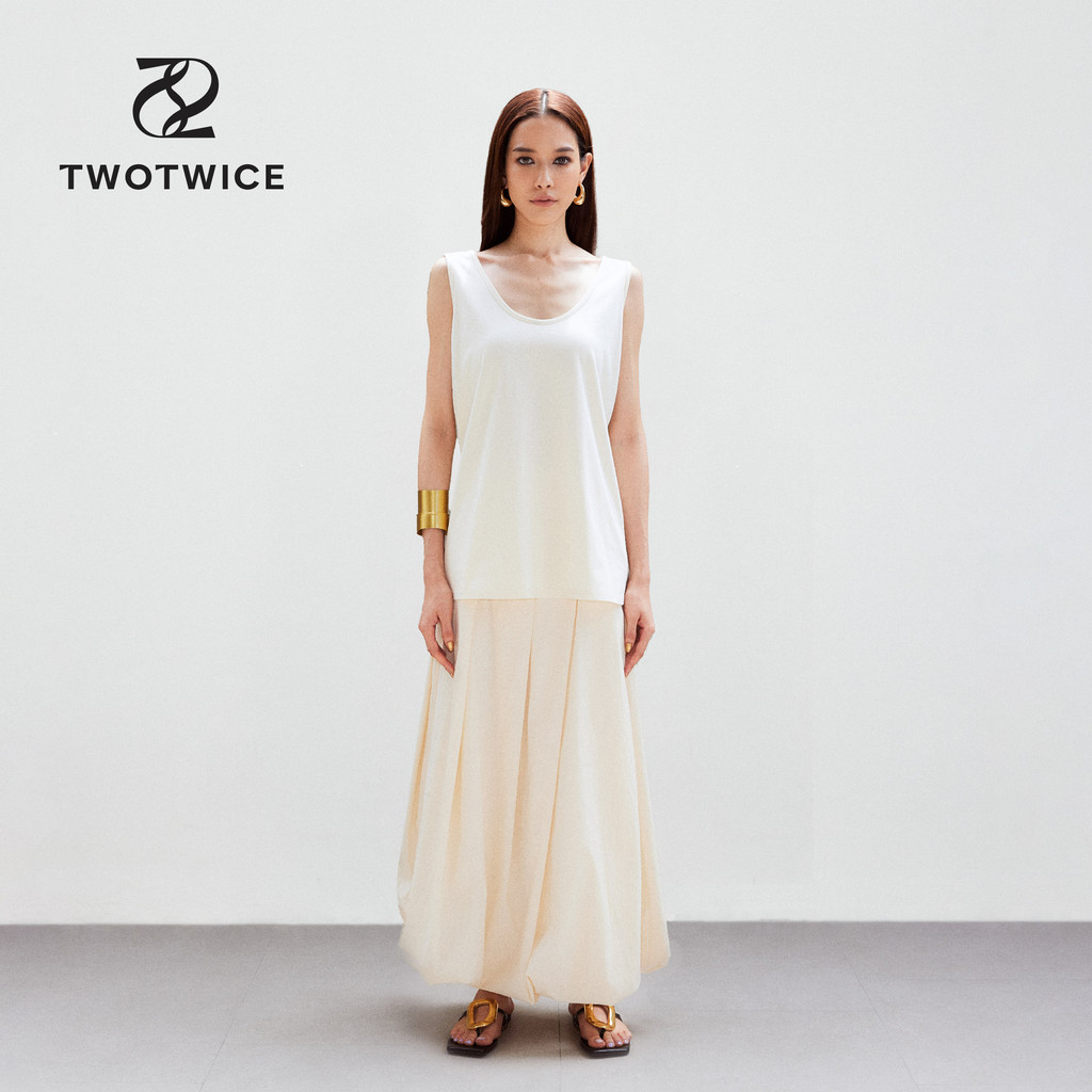 Twotwice - Day Dream Balloon Skirt - กระโปรงยาวทรงบอลลูนเข้าเกล็ด