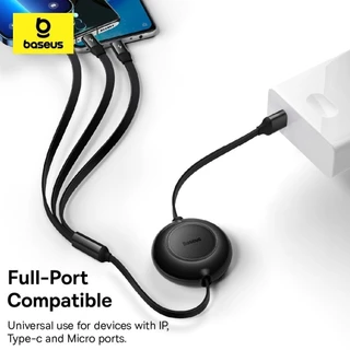 Baseus สายชาร์จเร็ว รุ่น Bright Mirror 2 Series Retractable 3-in-1 Fast Charging Data Cable USB/Type C to M+L+C
