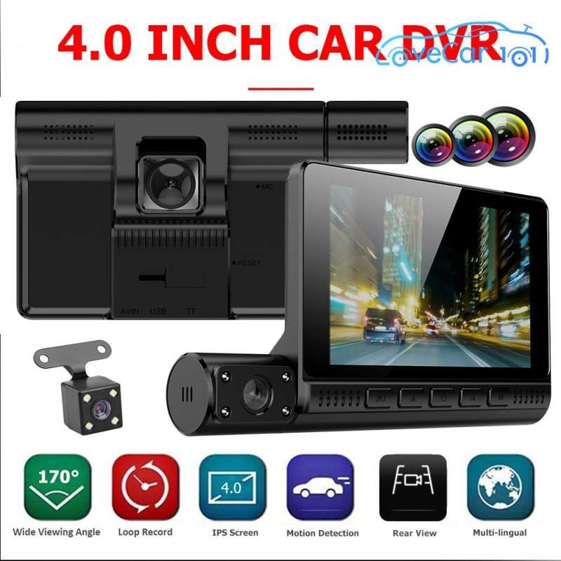 สินค้าขายดีกล้องติดรถยนต์ 3 กล้อง จอสัมผัส Touch Screen Dual Lens Dashboard Camera พร้อมกล้องมองหลัง
