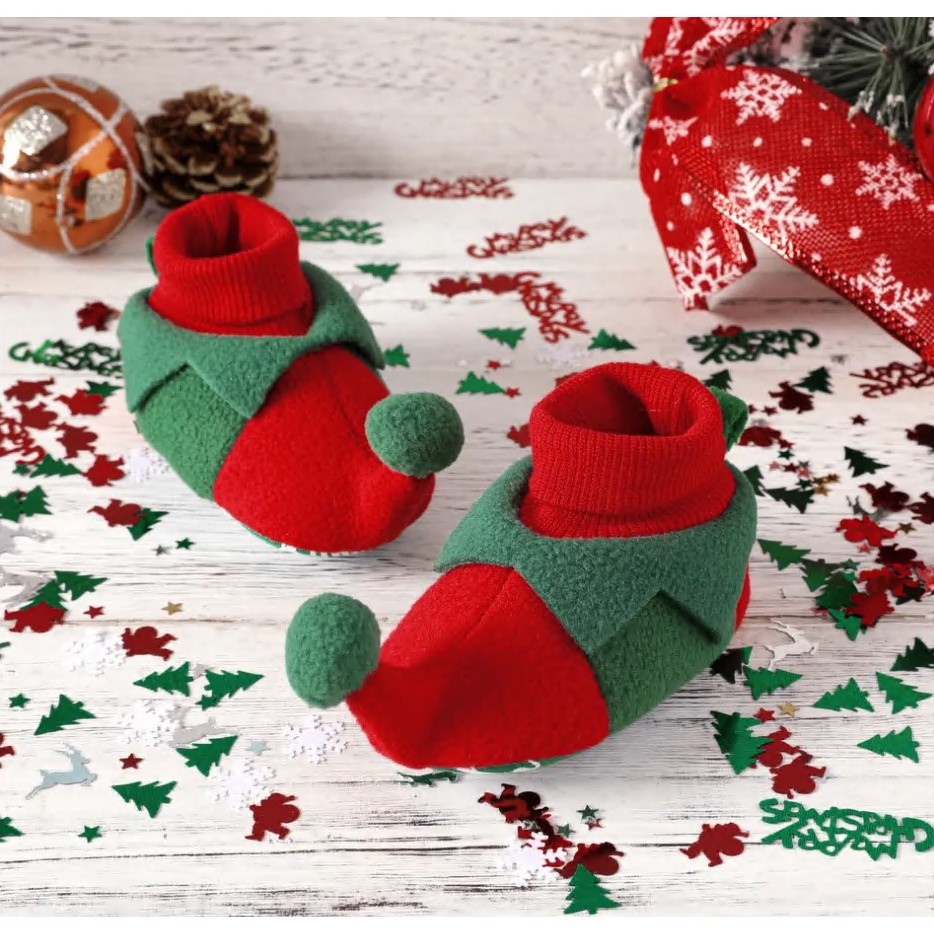รองเท้า พื้นนิ่ม ลายคริสต์มาส สําหรับเด็กวัยหัดเดิน