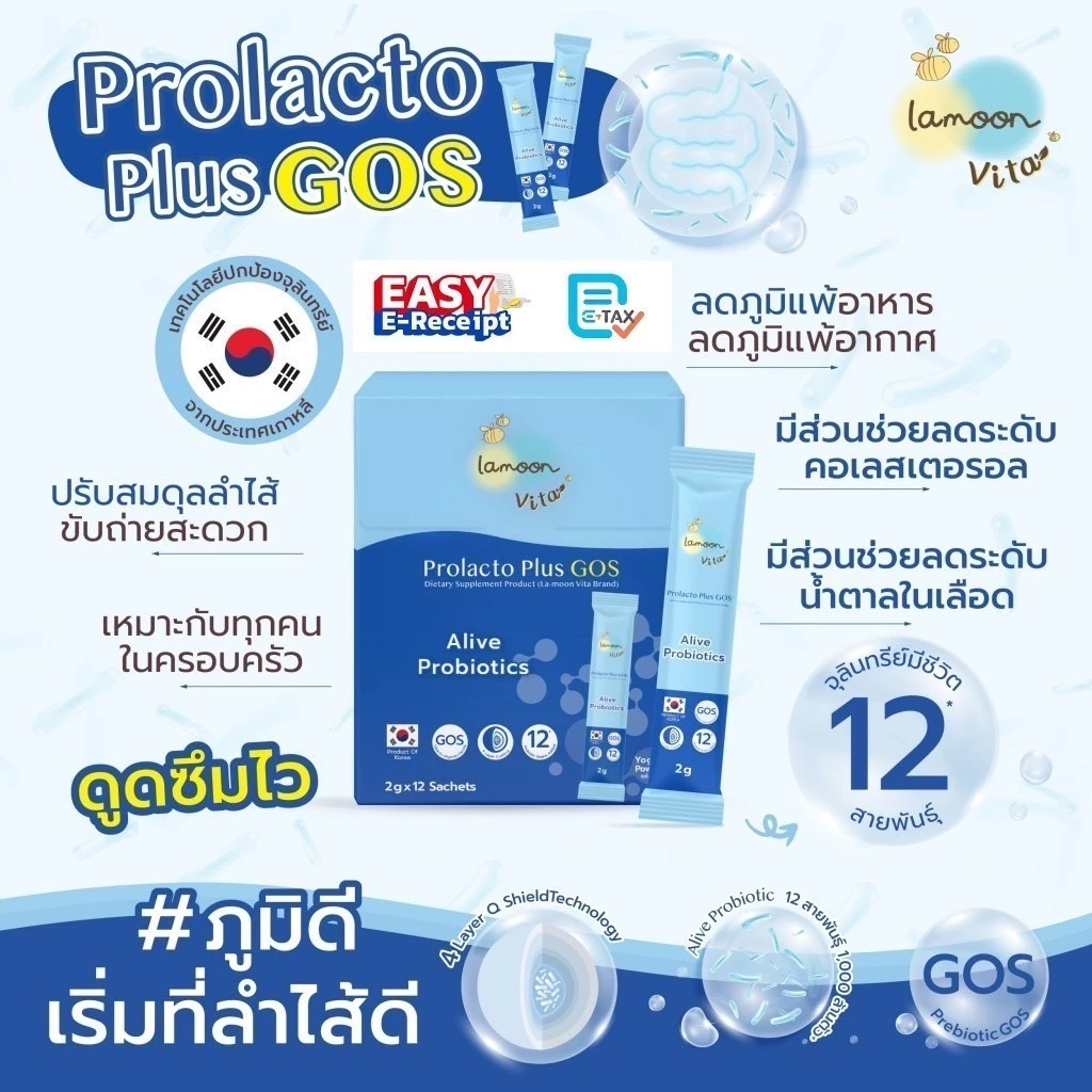 Lamoon Prolacto Plus GOS ช่วยขับถ่าย ลดท้องผูก ท้องอืด ปรับสมดุลลำไส้ Probiotic ชนิดผง สำหรับเด็ก 7kgขึ้นไป-ผู้ใหญ่
