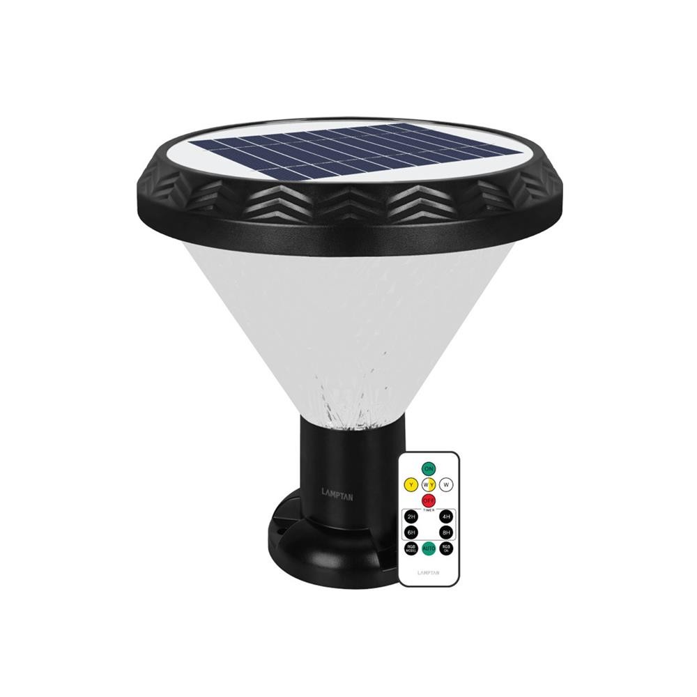 LAMPTAN ไฟหัวเสา SOLAR SPARKLING 40 วัตต์ RGB สีดำ จัดส่งโดย HomePro