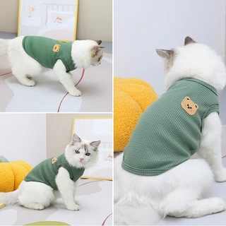 【Hipidog】เสื้อผ้าสัตว์เลี้ยง เสื้อกั๊ก แบบบาง ระบายอากาศได้ดี ลายหมีวาฟเฟิล สําหรับสุนัข แมว