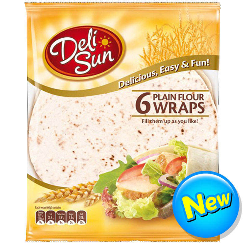 🌈 เดลิซัน6แผ่นแป้งข้าวสาลี 360กรัม [8437011503060] 🏝️ Deli Sun 6 Plain Flour Wraps 360g.