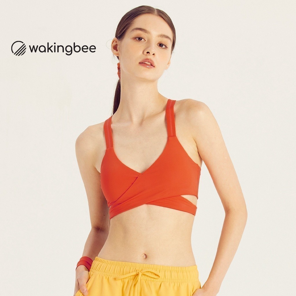 Wakingbee WB Bra (Tomato) สปอร์ตบรา รุ่นขายดีที่สุด ใส่ว่ายน้ำได้ ออกกำลังกาย โยคะ วิ่ง ฟิตเนส ทรงสวย มีฟองน้ำเสริม