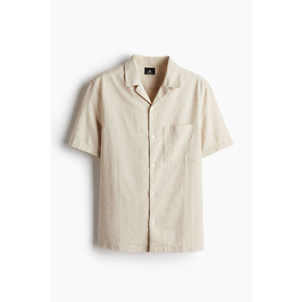 H&M ผู้ชาย Regular Fit Short-sleeved linen-blend shirt 1256946_2