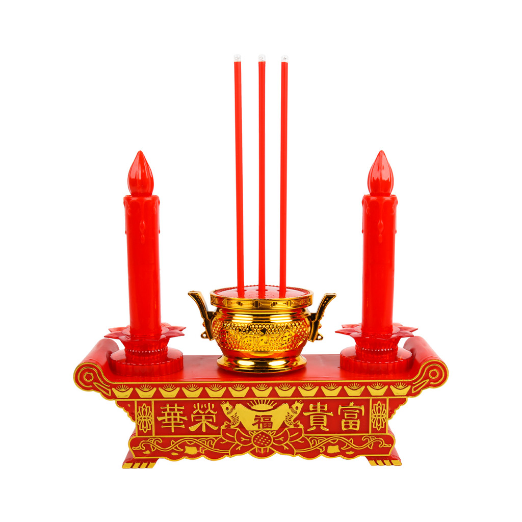 LUZINO ชุดธูปเทียน USB LED 3 ดอก รุ่น KB012 ขนาด 26 ซม. สีแดง