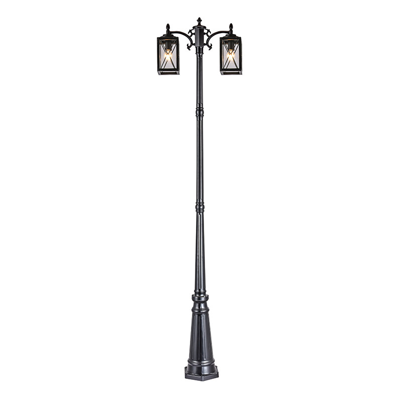 LUZINO โคมไฟเสาสนาม 2 เมตร 2xE27 รุ่น  0387-PL-2SS (BK) ขนาด 22.8 x 55.3 x 238 ซม. สีดำ