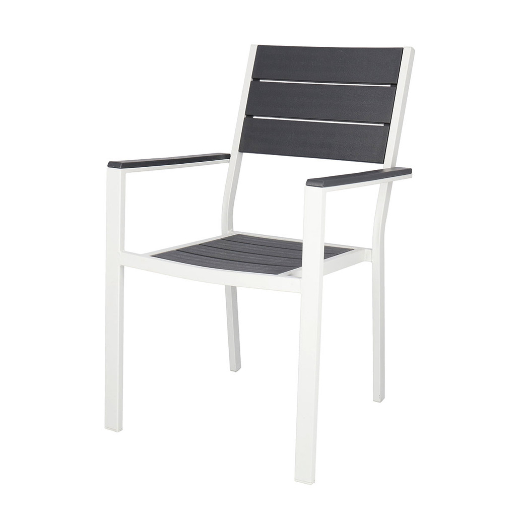 FONTE เก้าอี้สนามพร้อมที่วางแขน HDPE รุ่น YC-051 สีเทา - ขาว