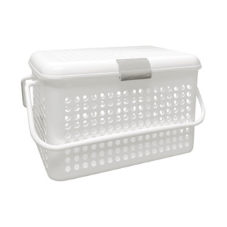 KASSA HOME ตะกร้าอเนกประสงค์ทรงเหลี่ยมพร้อมฝาปิดและหูหิ้ว Ci…