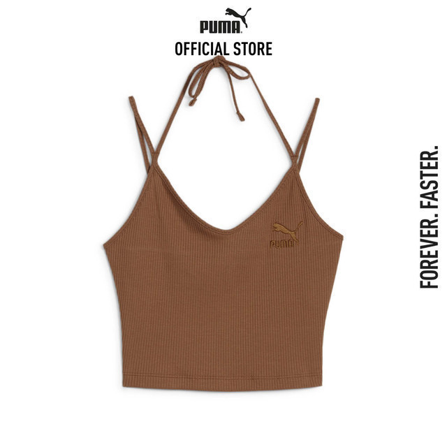 PUMA PRIME/SELECT - เสื้อครอปผ้าร่อง CLASSICS สีน้ำตาล 62425582